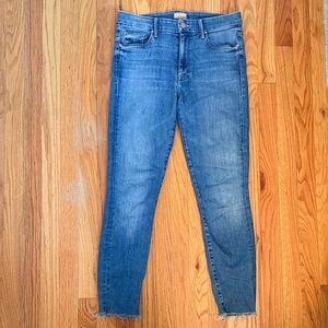 Mother sz 29 High Waisted Looker Ankle Fray Hey Sun Blue Skinny Jeans good cond